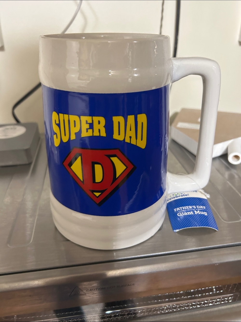 Super Dad Ceramic Mug - Blue and White